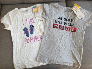 Lot 2 t-shirt à sequins fille 10 ans