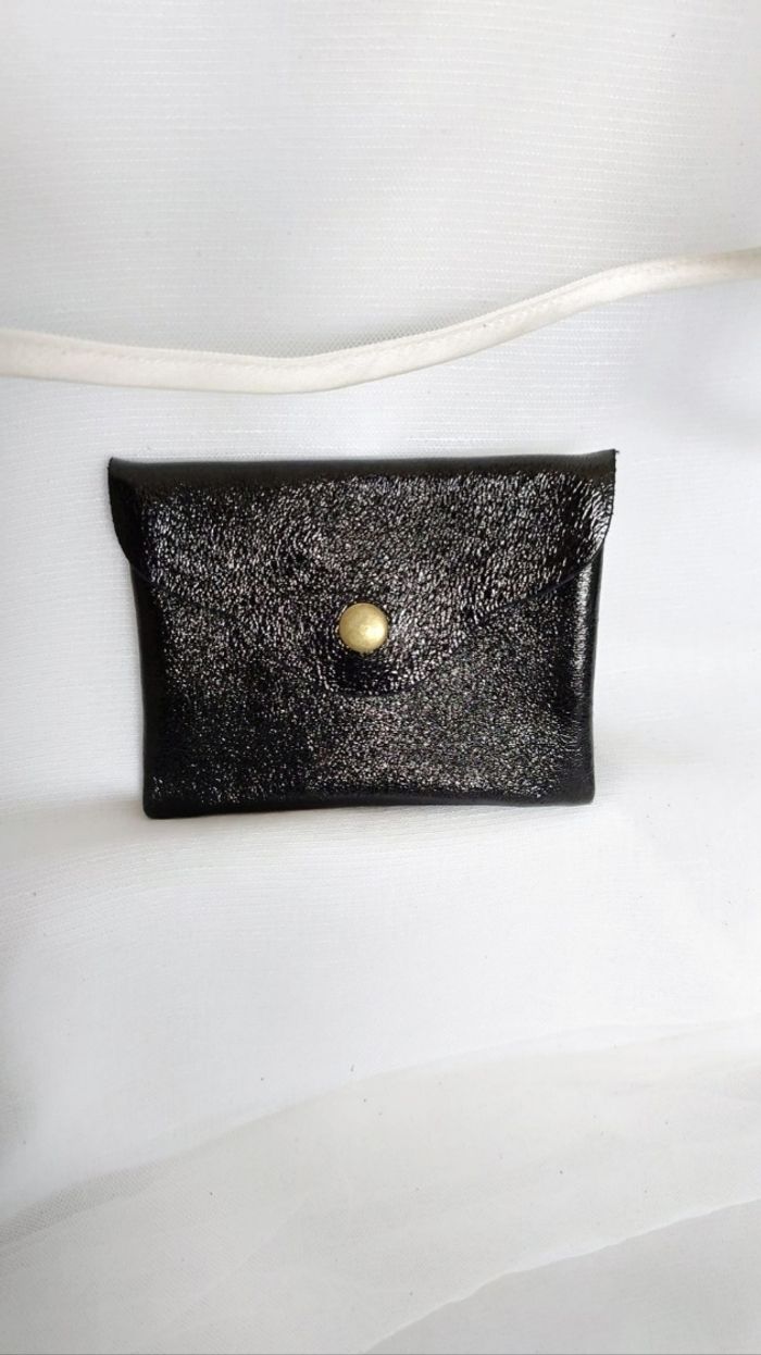 Porte cartes cuir irisé bleu nuit - photo numéro 8