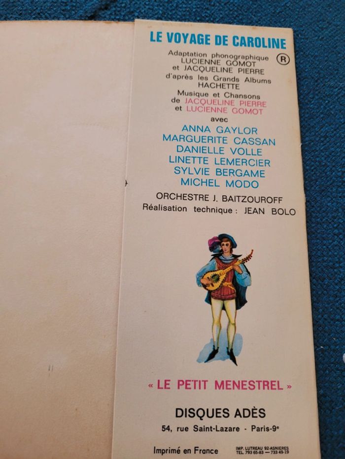 Livre disque ancien Le Voyage de Caroline Le petit ménestrel Disques Adès Pierre Probst collection - photo numéro 10