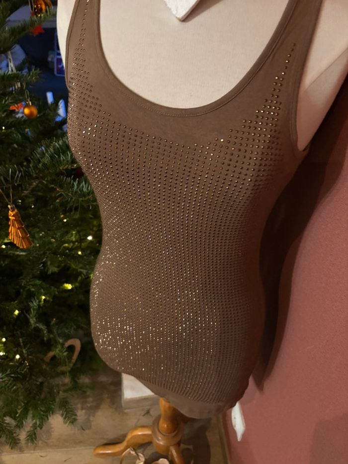Sublime débardeur à sequins long bronze - photo numéro 9