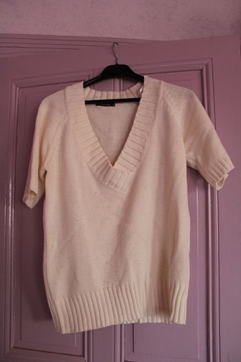 pull femme écru taille 3, manches courtes