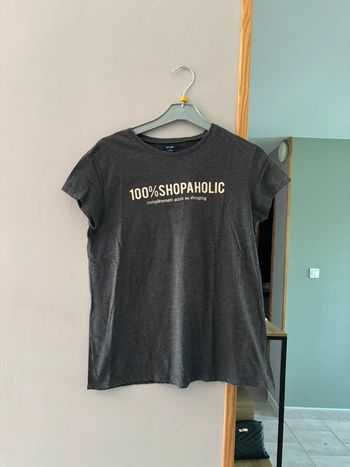 T shirt gris 100% shopaholic
