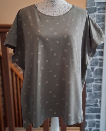 Tee-shirt kaki grande taille imprimé doré