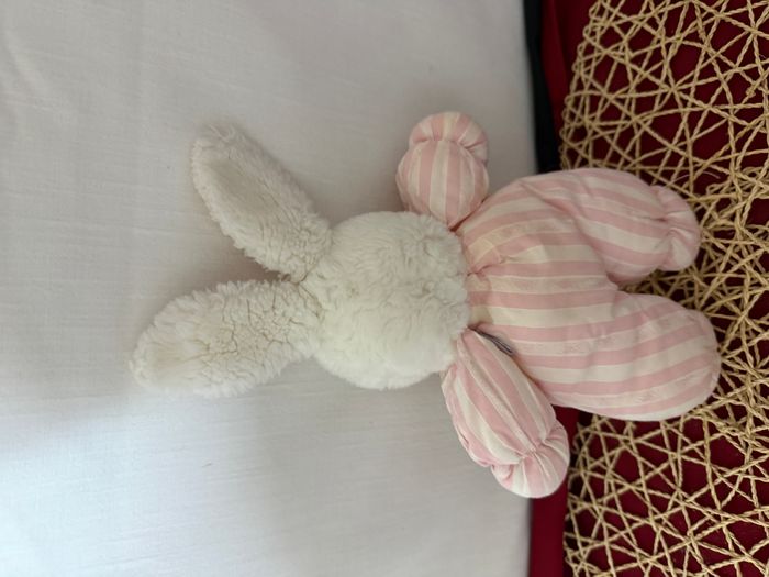 Doudou Peluche Tartine Et Chocolat Lapin Blanc Rayé - photo numéro 3