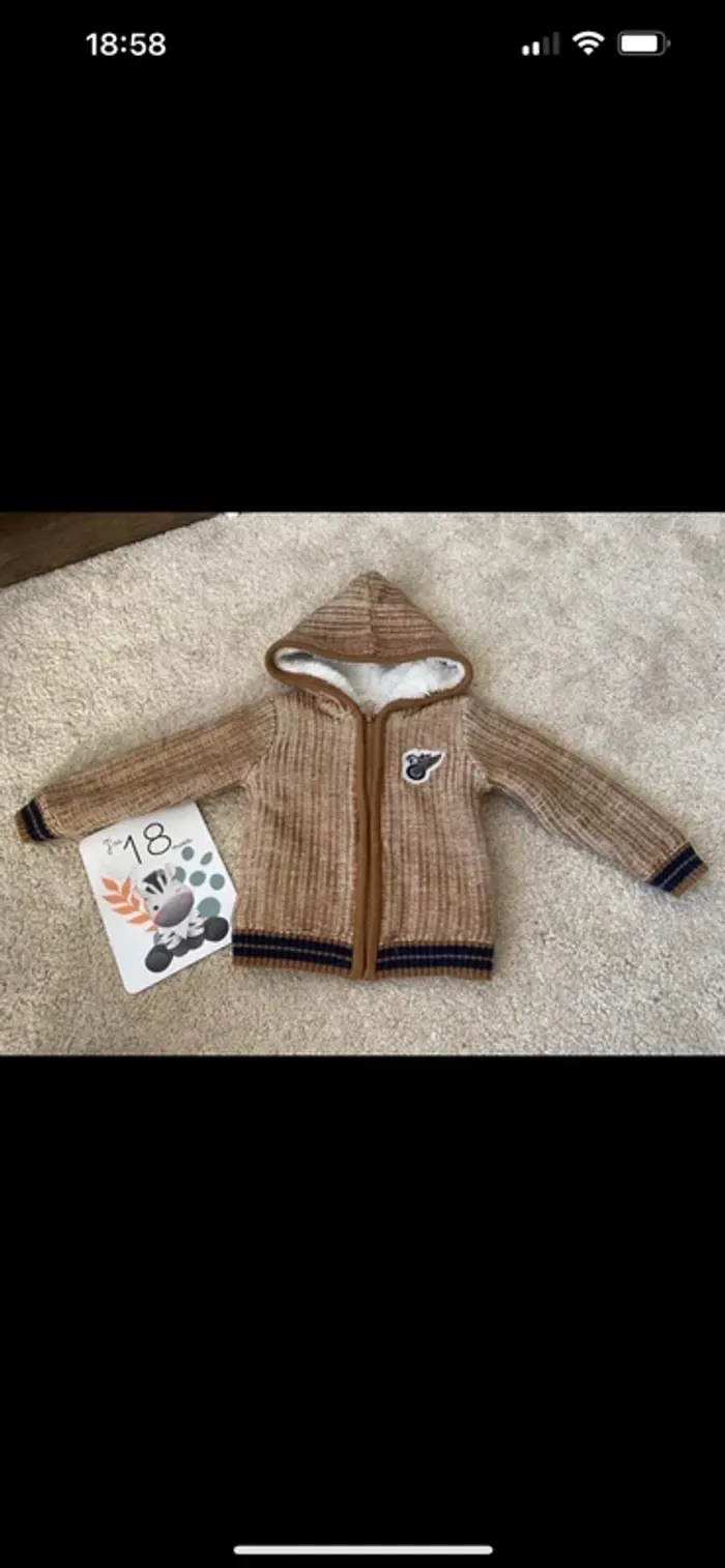 Gilet chaud bébé 18 mois – capuche doublée - photo numéro 5