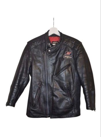 Veste cuir Segura – Noir – Style moto vintage Taille XS