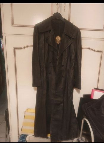 Manteau long cuir femme