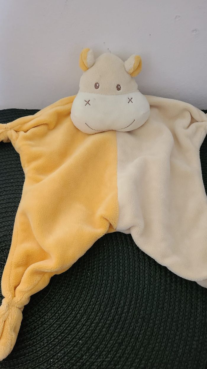 Doudou plat hippopotame orange jaune PARADISE TOYS - photo numéro 2