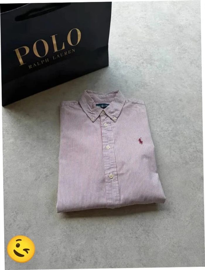 Chemise Ralph Lauren manche longue Taille S rouge blanc Homme Men CHE26