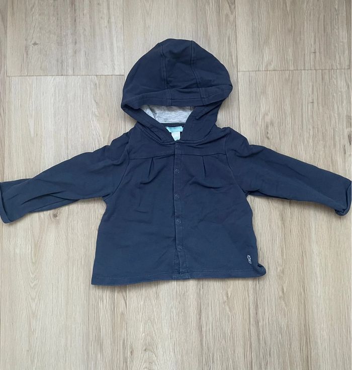 Gilet à capuche Obaïbi bleu marine 12 mois