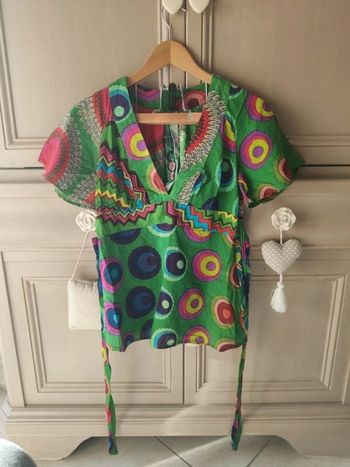 Tunique en coton imprimé desigual taille 38