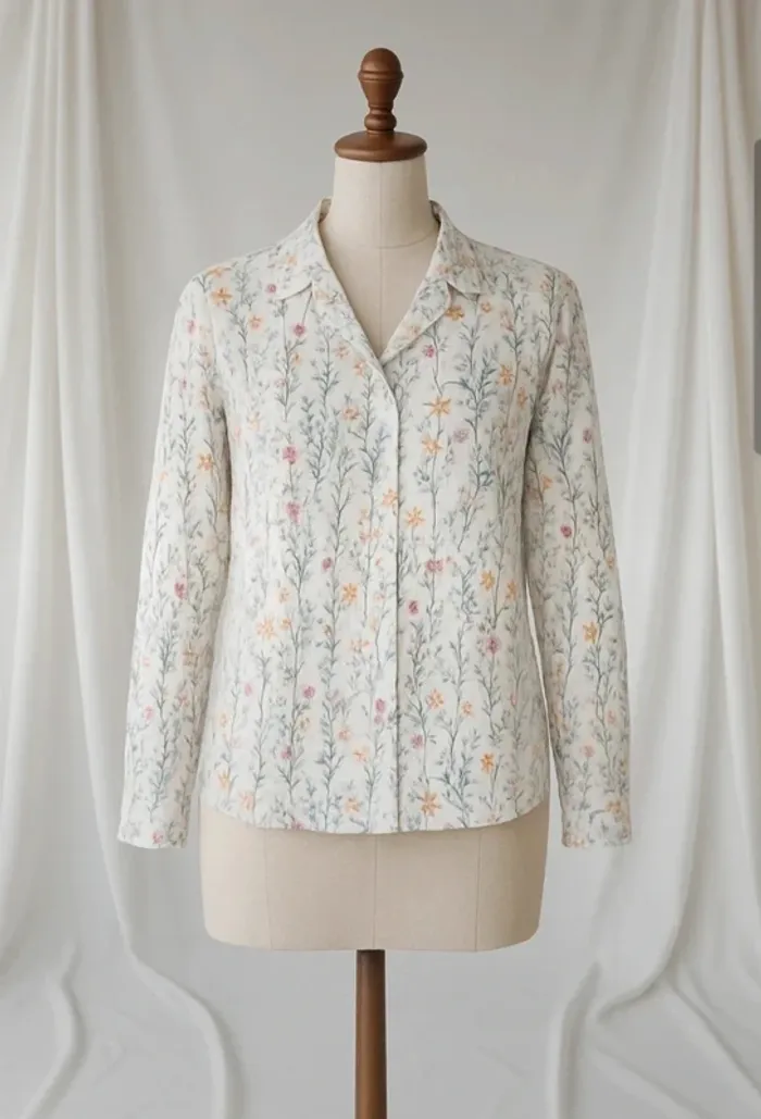 Chemisier fleuri blanc taille S