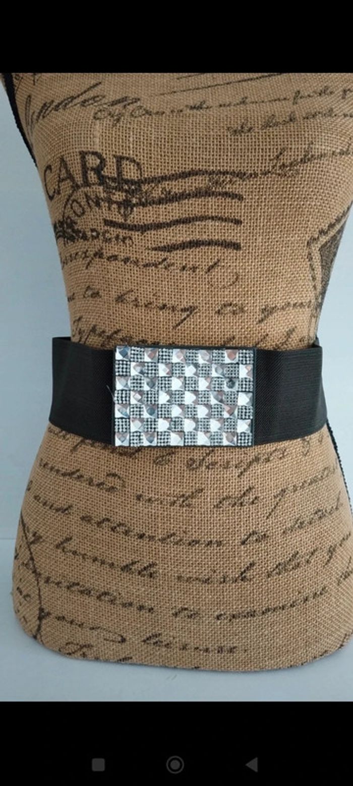 Ceinture élastique verte argenté femme 80 cm - photo numéro 2
