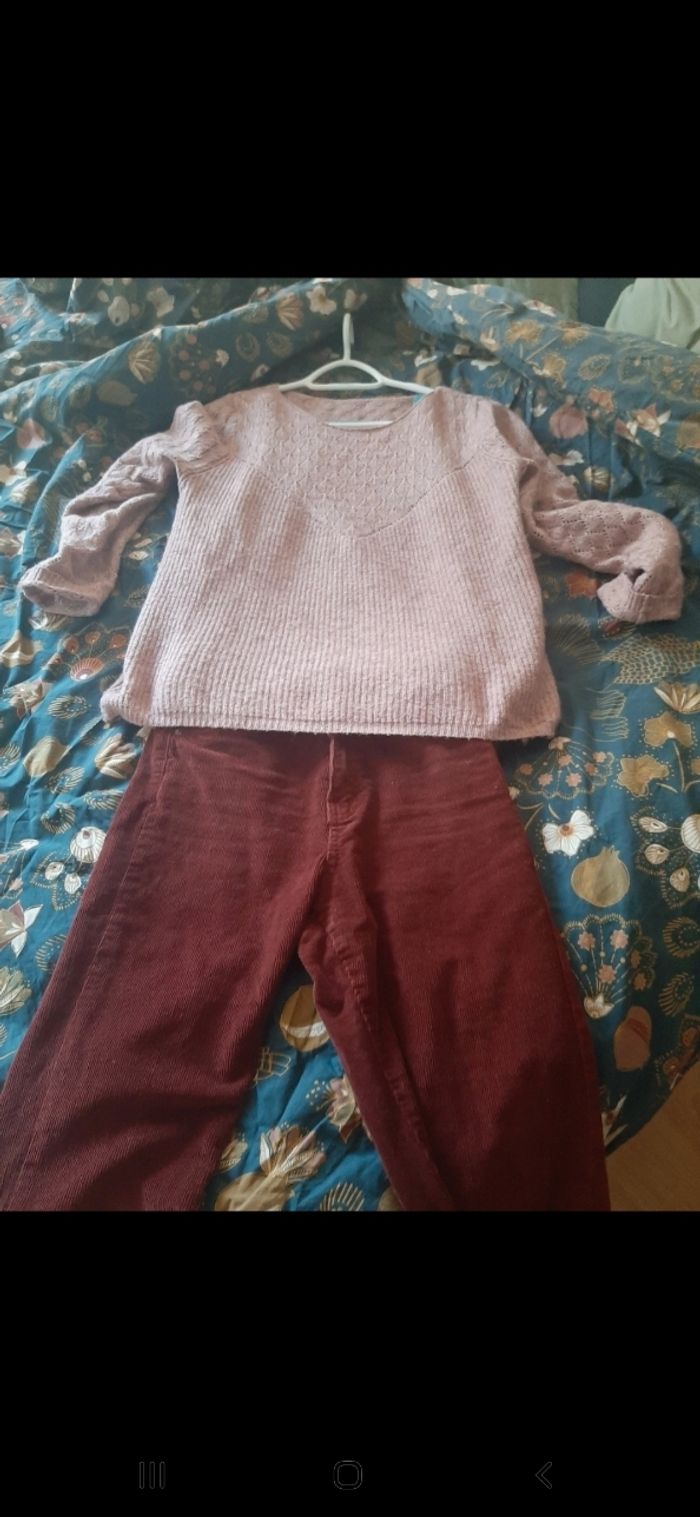 Pull ajouré vieux rose - photo numéro 4