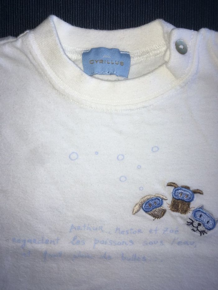 Teeshirt Blanc Cyrillus 6 mois - photo numéro 2