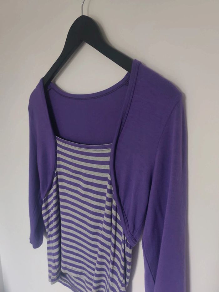 Top manches 3/4 violet esprit Boléro 38 - photo numéro 2