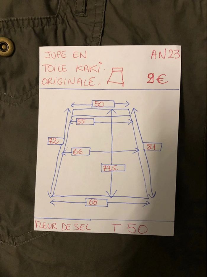 AN23: Jupe kaki « fleur de sel » coupe originale T50 - photo numéro 14