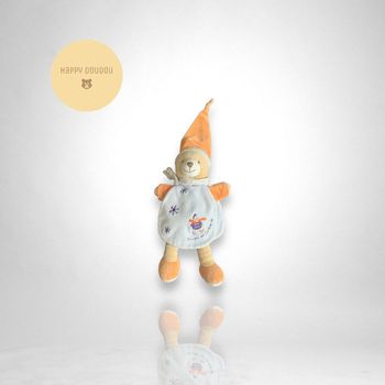 Doudou Ours firmin flocon de neige blanc orange Doudou et Compagnie A349