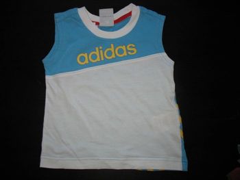  DÉBARDEUR BLANC ET TURQUOISE  BÉBÉ GARÇON "ADIDAS" - 2 ANS - n°01