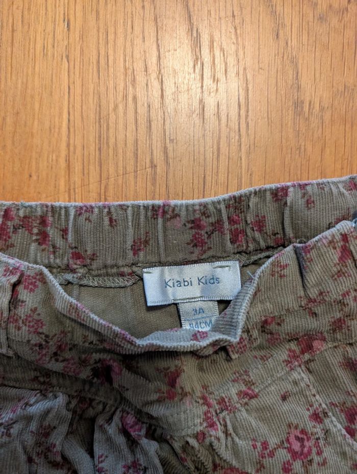 Jupe velour kaki motif fleurs 3 ans Kiabi - photo numéro 3