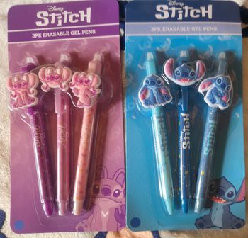 Lot de 2 packets de stylos gel effaçables Stitch et Angel 