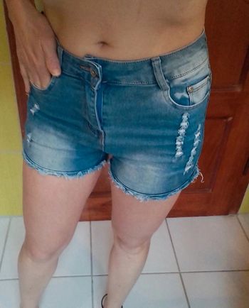 Short femme en simili jeans bleu