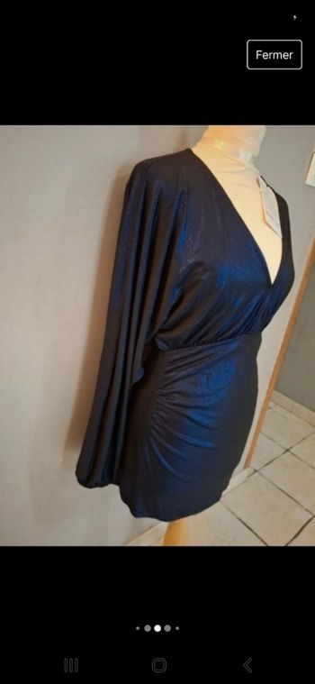 Robe soirée métallisé bleue Neuve