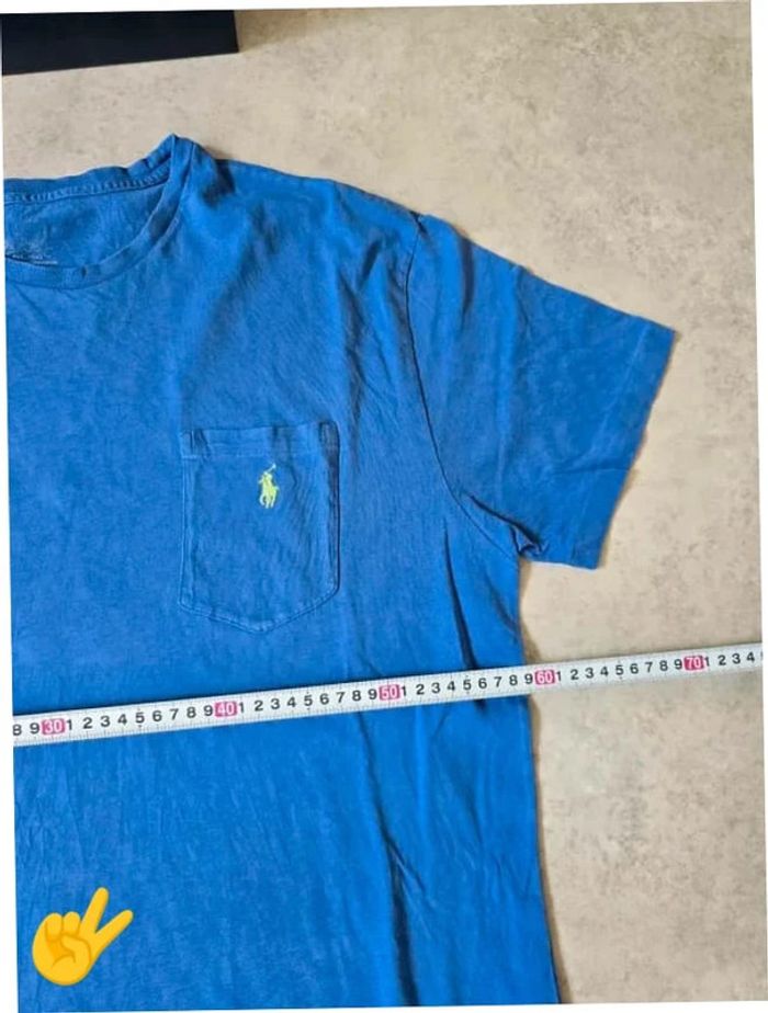 T-shirt Ralph Lauren L coupe col rond bleu Homme Men tee9b - photo numéro 6