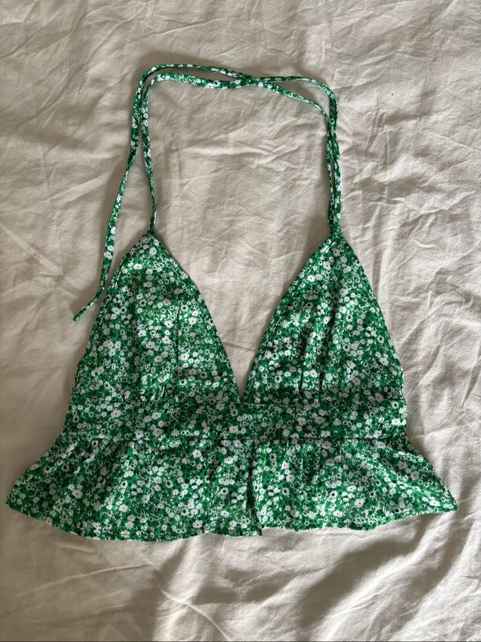 Haut léger vert à fleurs - photo numéro 2