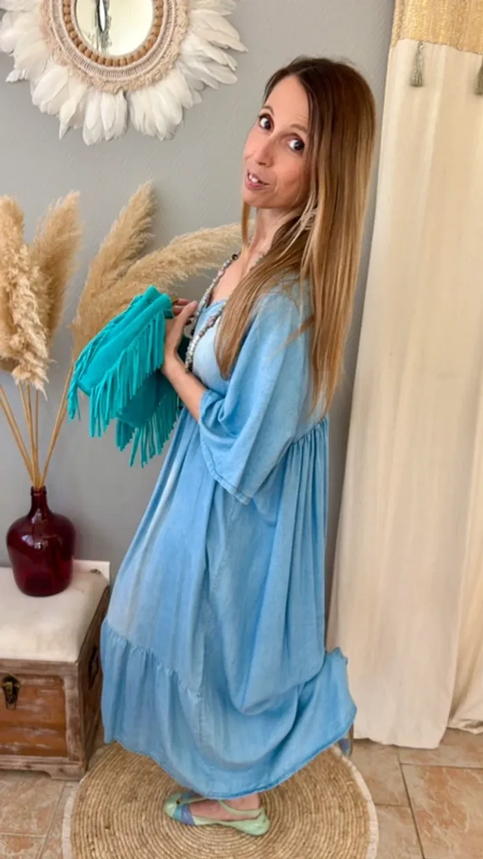 Robe longue jean bohème maxi confort et grande taille - photo numéro 8