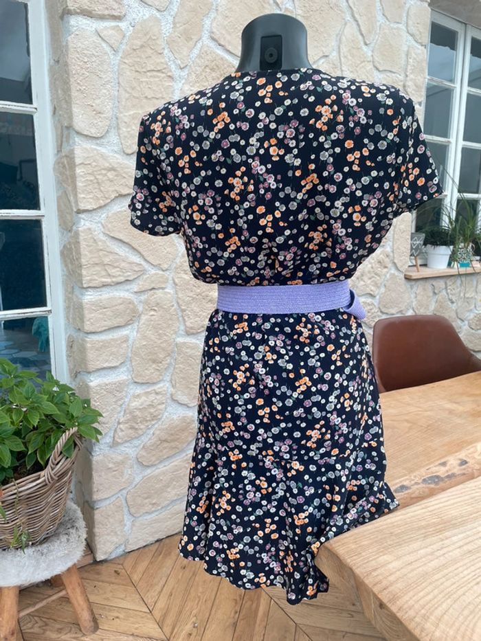 Robe bleu marine à fleurs Lila orange été taille L 40 by meg Paris - photo numéro 2