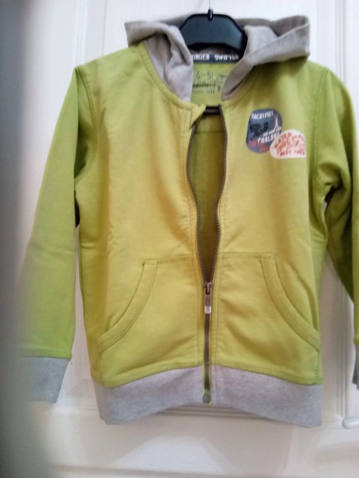 Sweat à capuche vert/gris T.4/5 ans - Tex - photo numéro 5