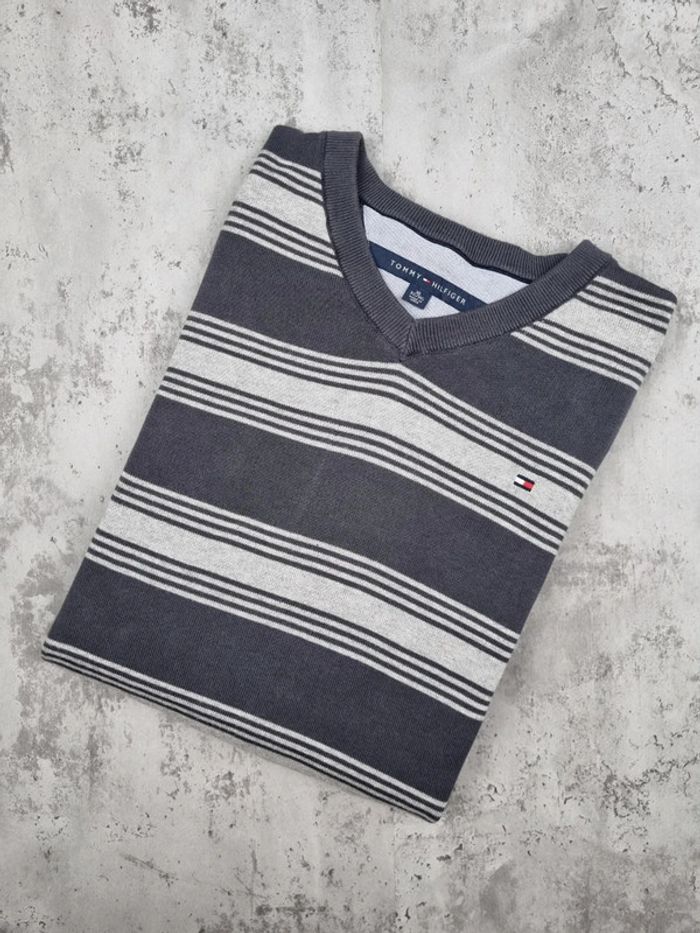 Pull col V Tommy Hilfiger bariolé, XL Hommes