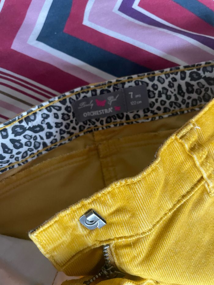 Pantalon velours ras moutarde fille tbeg 7 ans taille réglable - photo numéro 7