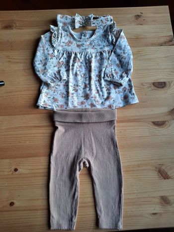 Ensemble legging+ blouse+ bandeau C&A 9 mois ou 74 cm