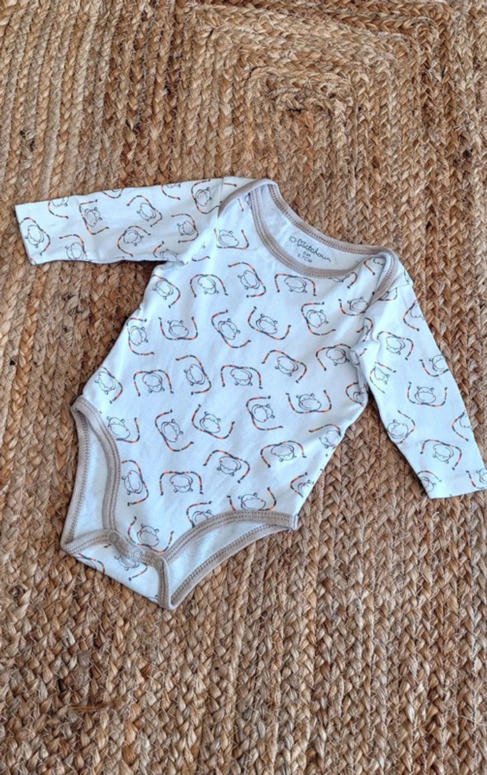 Body blanc et petits singes colorés Kitchoun 6mois - photo numéro 3