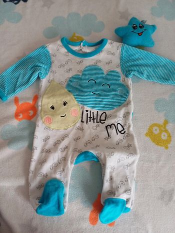 Pyjama blanc et turquoise 3 mois