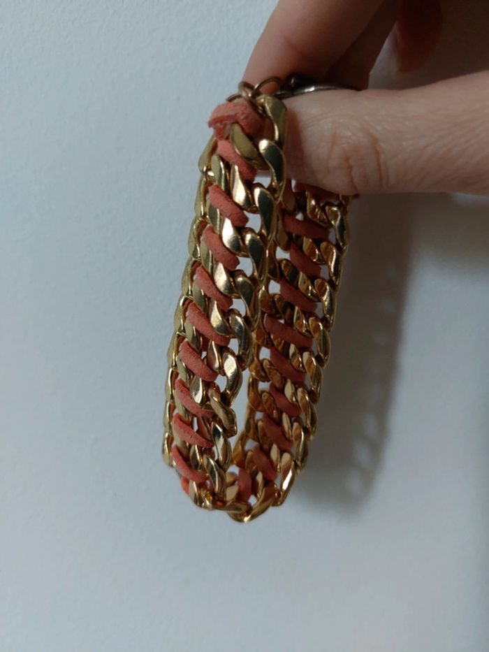 Lot bracelet + boucles d'oreilles orange et doré - photo numéro 5