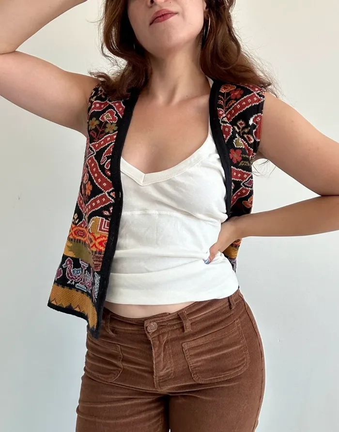 Gilet sans manches à motifs années 70 vintage taille S/M - photo numéro 9
