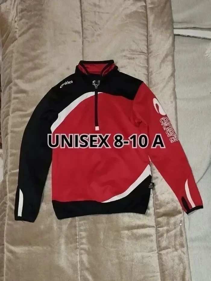 Pull zippé sport Eldera rouge noir mixte 8-10 ans - photo numéro 10
