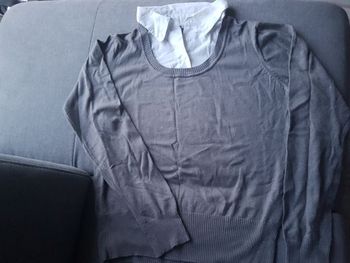 Pull femme gris à col chemise 38/40