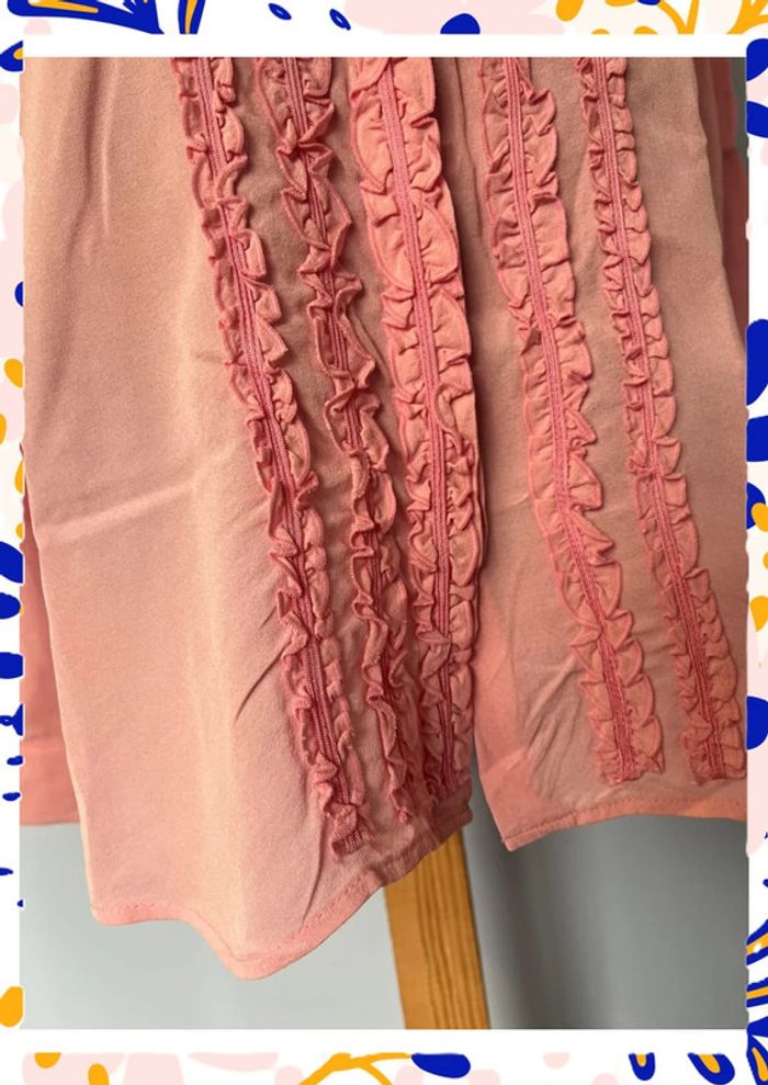 Chemise en soie rose Féraud T46 – Froufrous élégants & manches longues - photo numéro 3