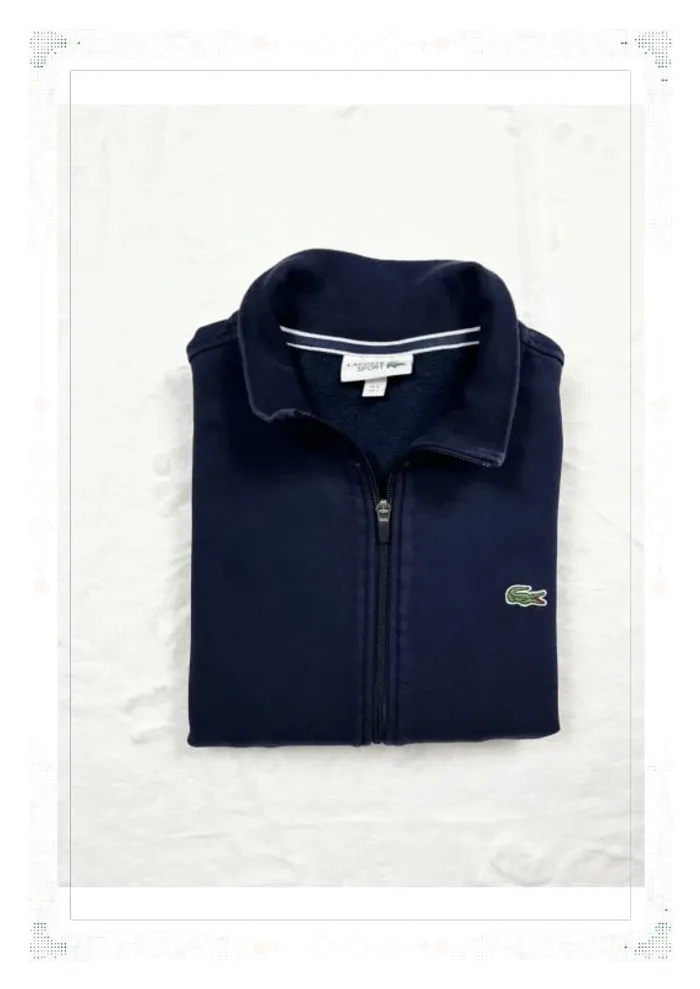 Lacoste veste bleu marine homme taille L coton zip sans capuche - photo numéro 12