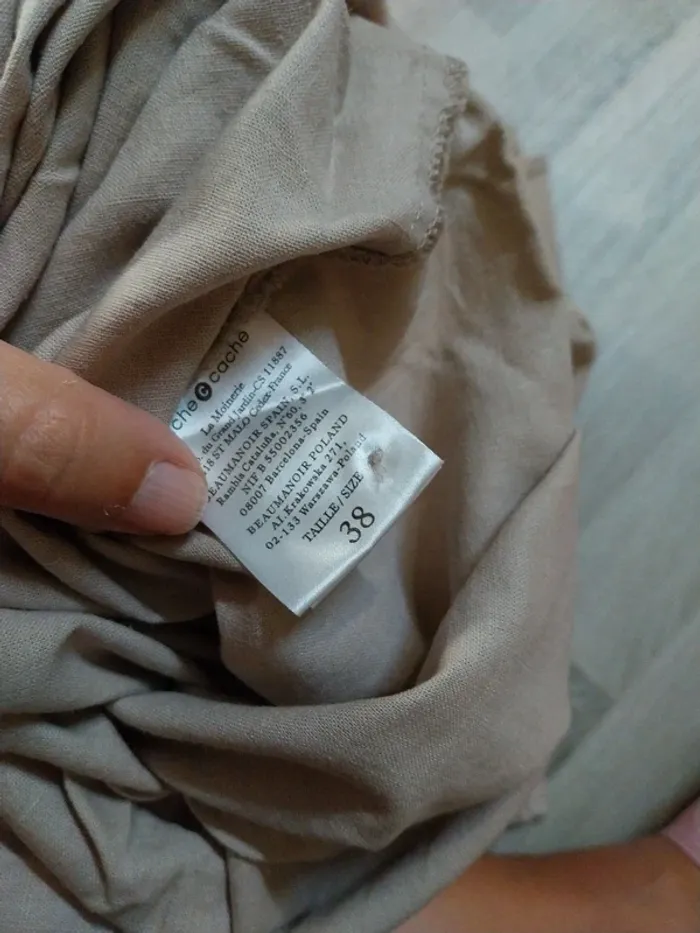 Robe cache cache beige 38 lin coton - photo numéro 3