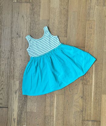 Robe à rayures et jupe turquoise 12/18 mois Zara