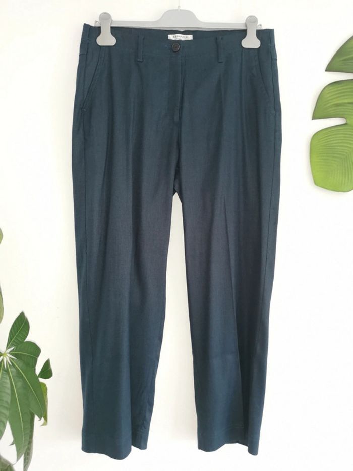 Pantalon slim bleu marine en lin Raphaela By Brax Taille 42 - photo numéro 3