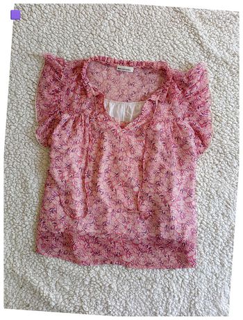 Blouse fluide à volants rose Camaïeu cute vintage kawaii mignon