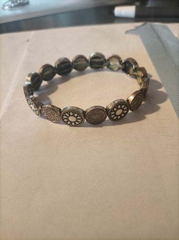 Bracelet noir et blanc soleil fleur