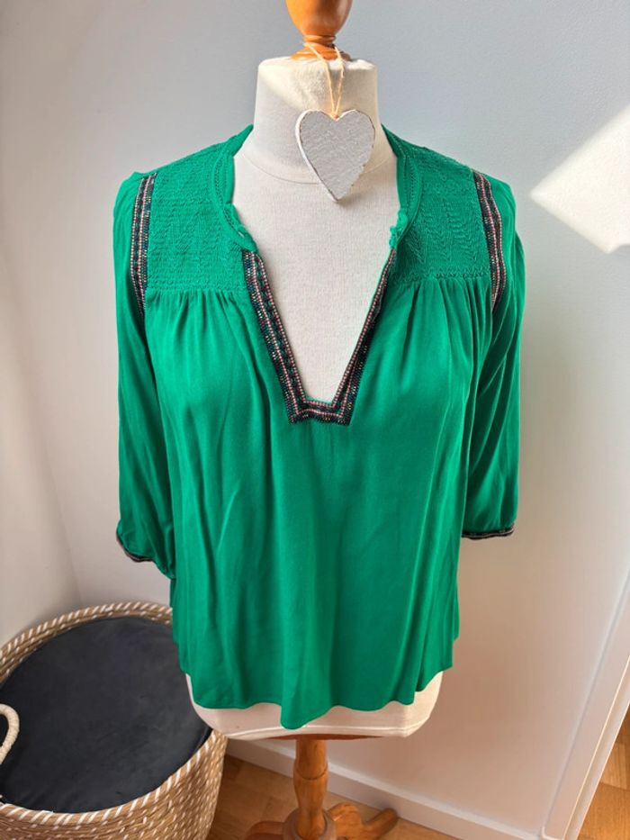 Blouse manches 3/4 vert Brésil  - Ba&sh - S - photo numéro 2