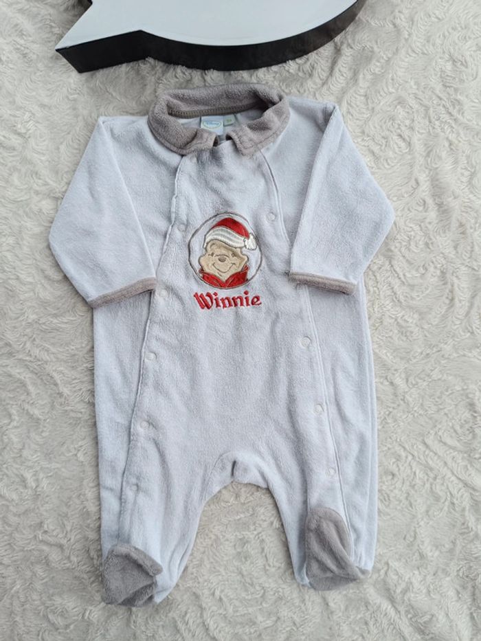 Pyjama grenouillère velours Garçon 3 mois Winnie l'ourson the pooh père noël Disney - photo numéro 2